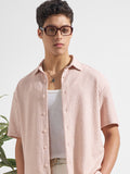 Highlander Men Pink Self Design Relaxed Fit Casual Shirt