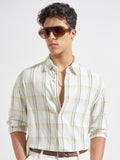 Highlander Men White Checked Relaxed Fit Casual Shirt