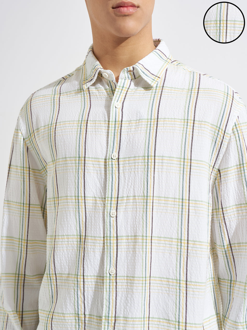 Highlander Men White Checked Relaxed Fit Casual Shirt