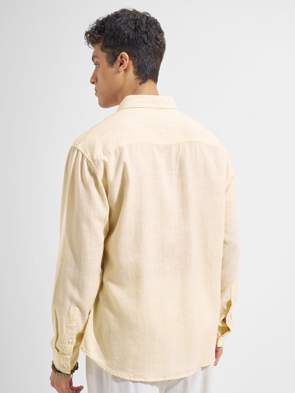 Highlander Men Yellow Striped Relaxed Fit Casual Shirt