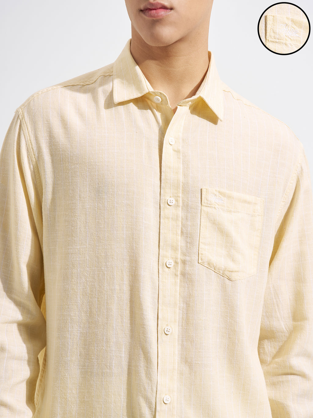 Highlander Men Yellow Striped Relaxed Fit Casual Shirt