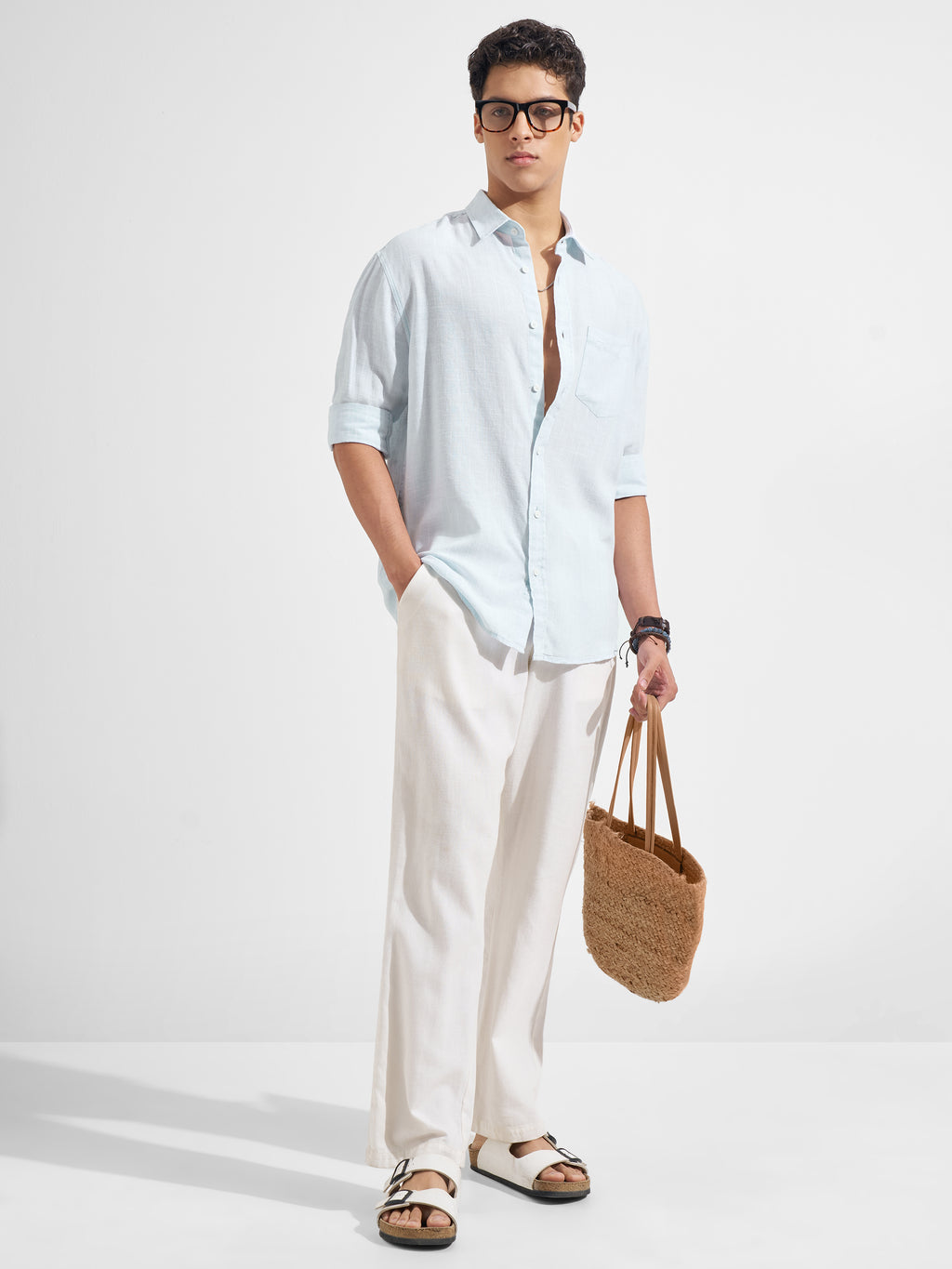 Highlander Men Blue Striped Relaxed Fit Casual Shirt