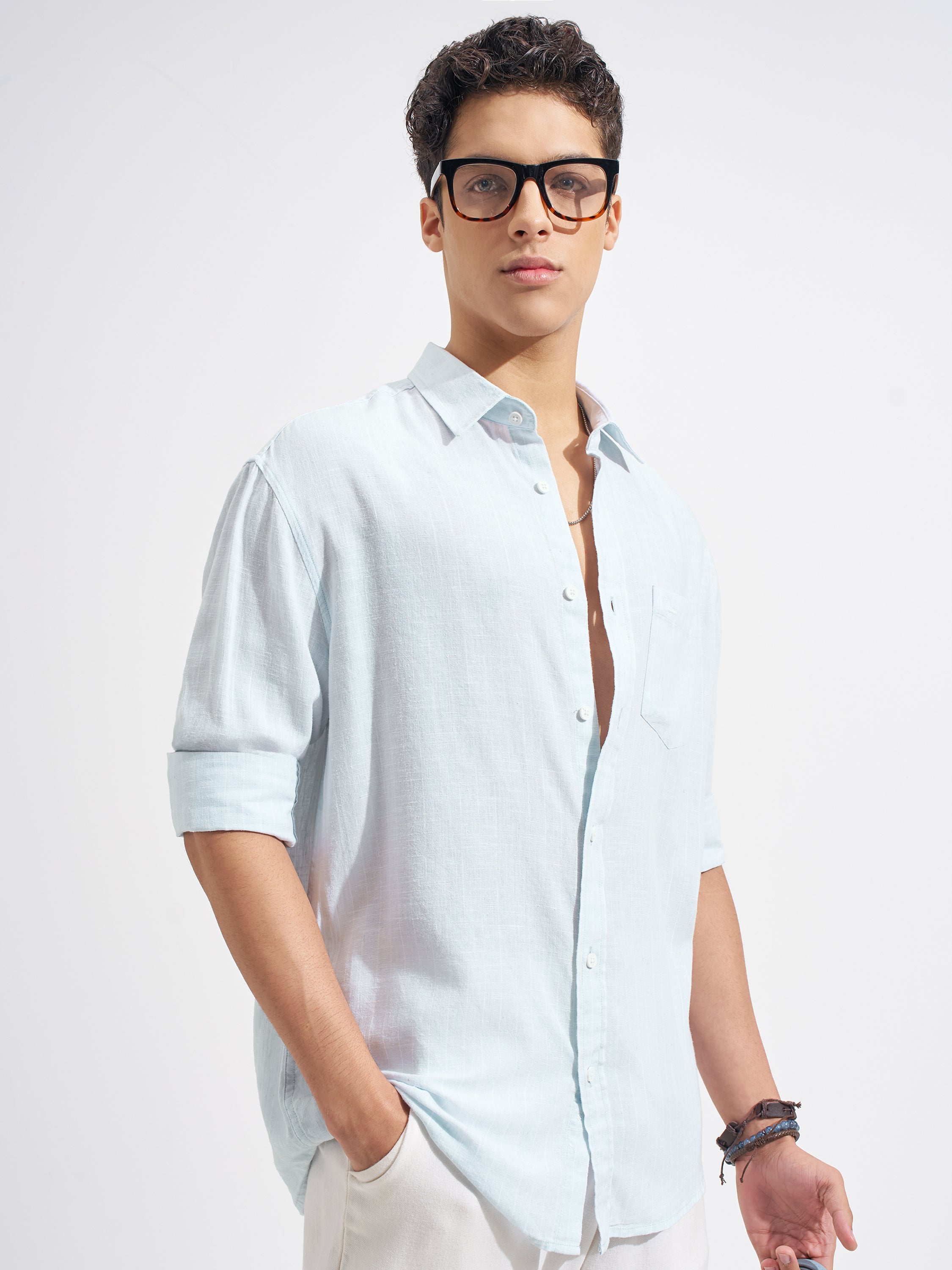 Highlander Men Blue Striped Relaxed Fit Casual Shirt
