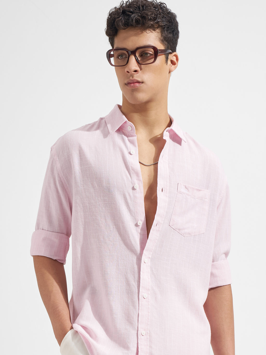 Highlander Men Pink Striped Relaxed Fit Casual Shirt
