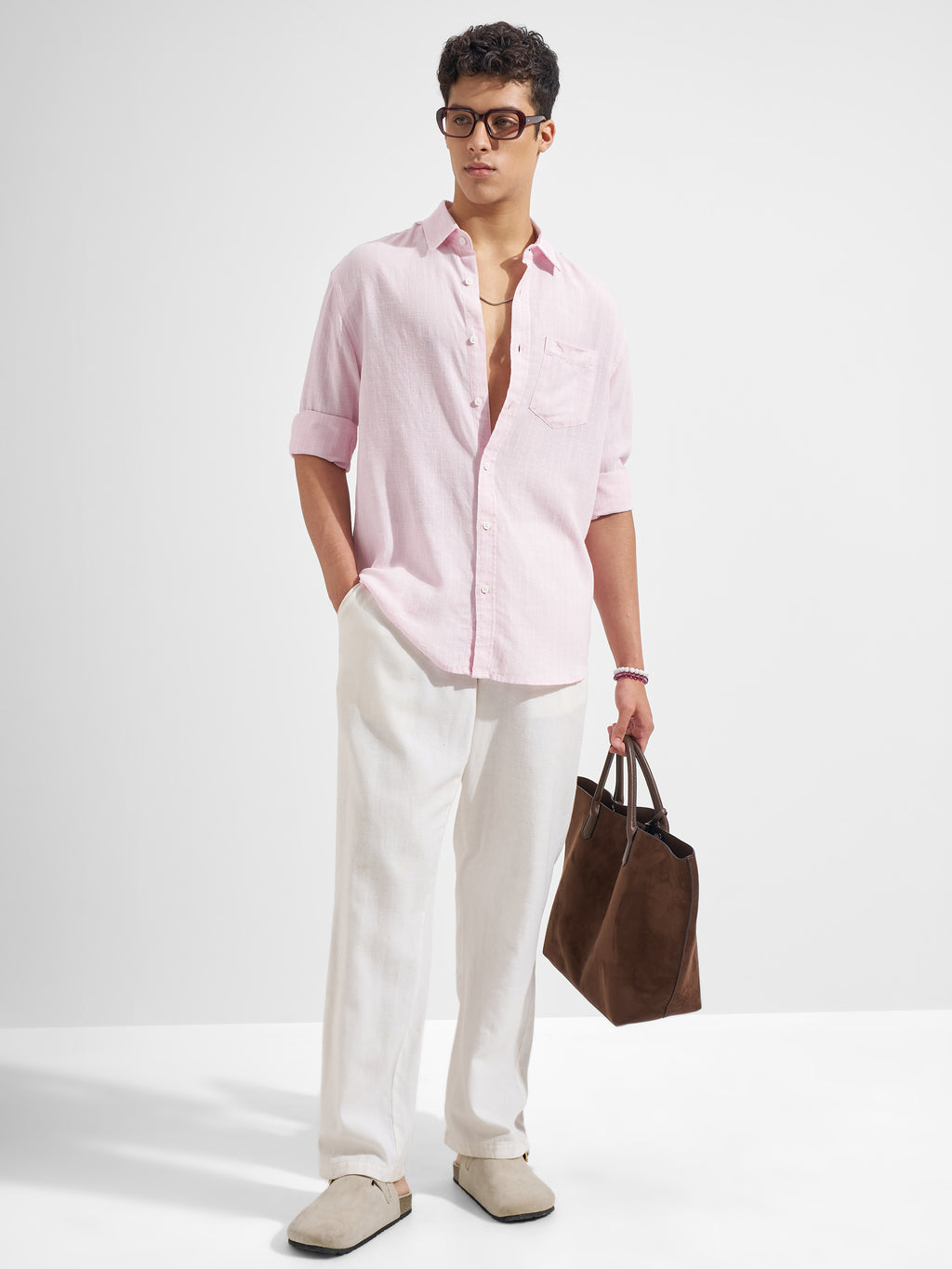 Highlander Men Pink Striped Relaxed Fit Casual Shirt