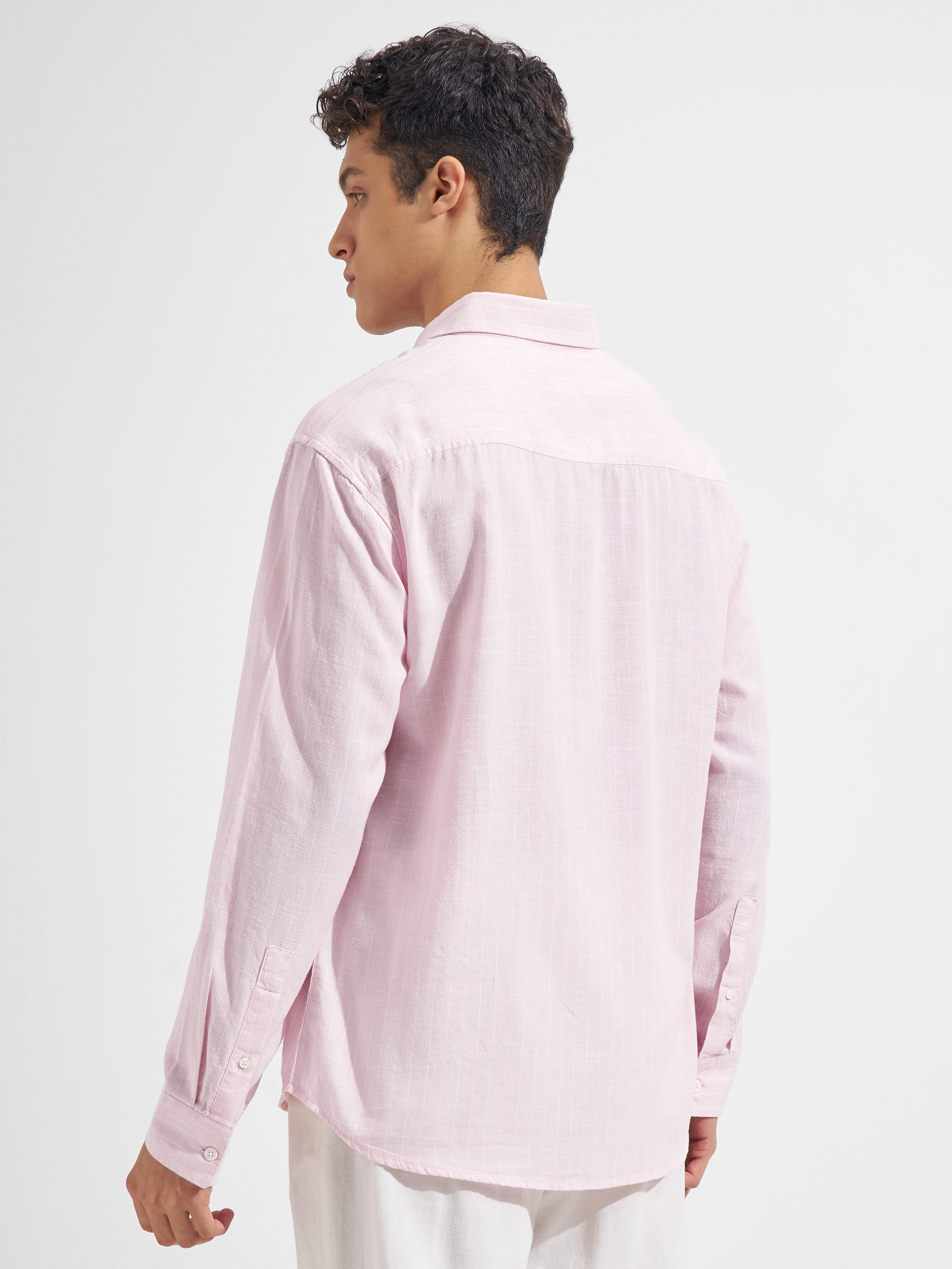 Highlander Men Pink Striped Relaxed Fit Casual Shirt