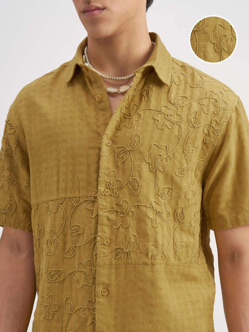 Highlander Men Mustard Embroidered Relaxed Fit Casual Shirt - Mustard - Image 5