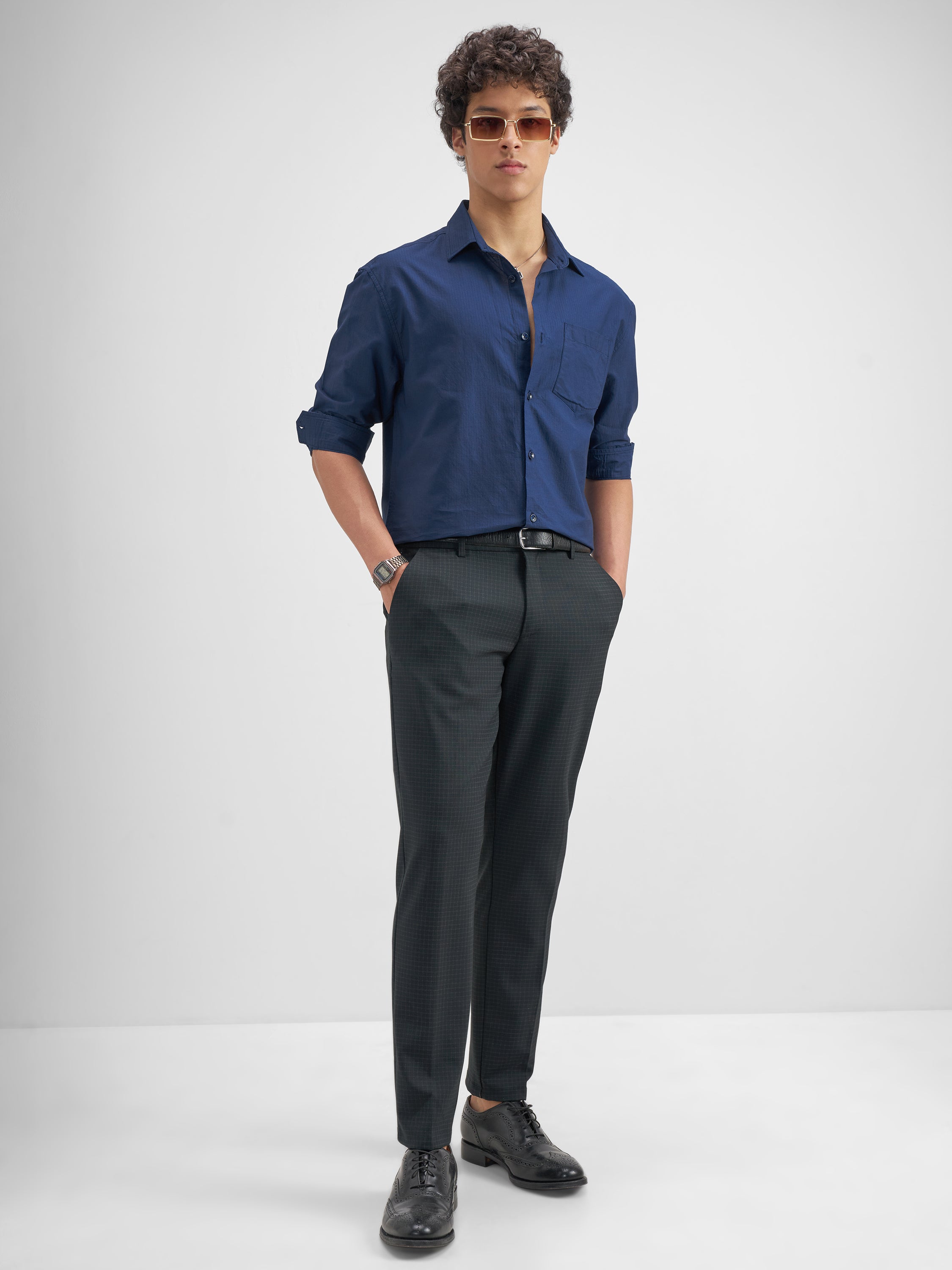 Highlander Men Blue Solid Relaxed Fit Casual Shirt - Blue - Image 2
