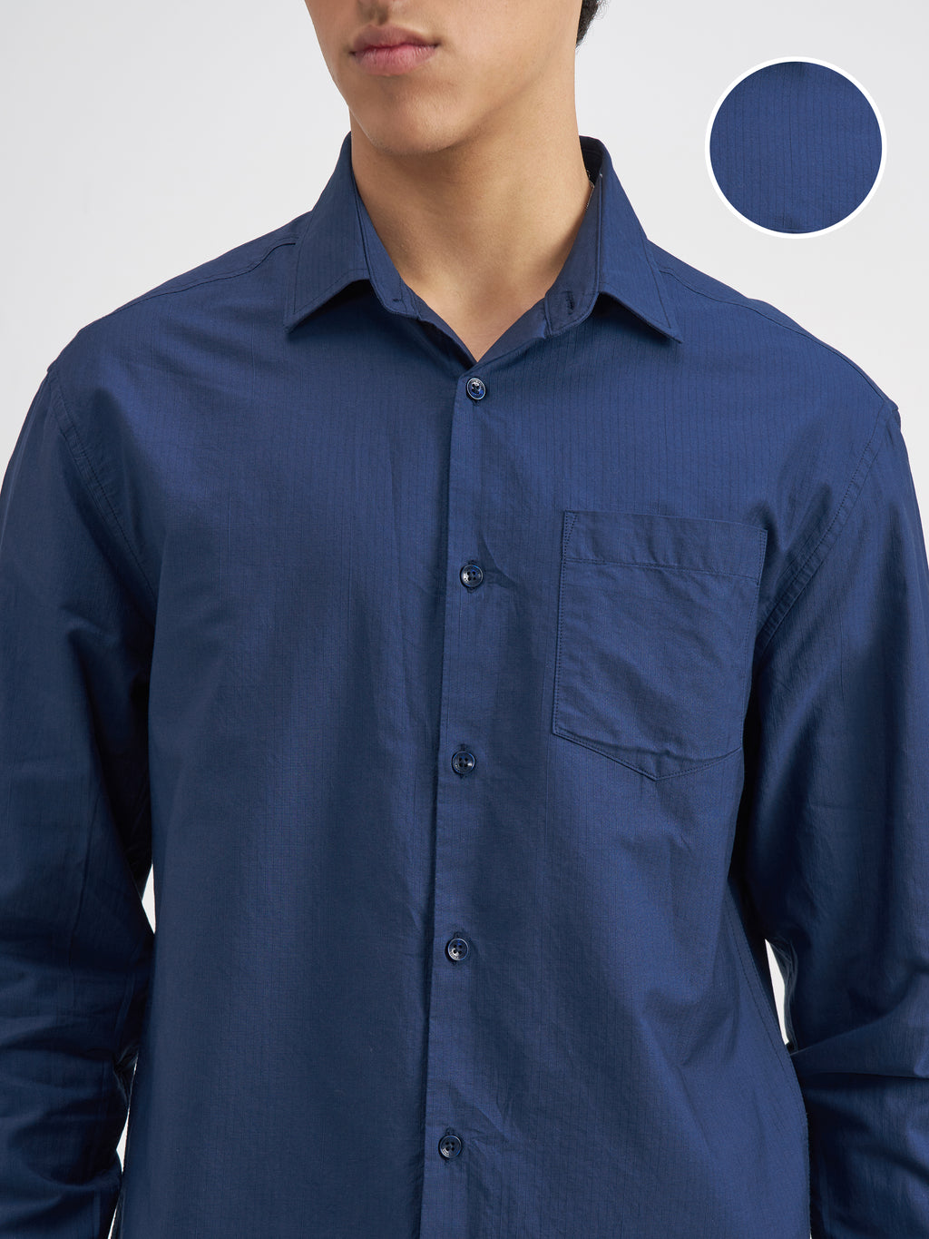 Highlander Men Blue Solid Relaxed Fit Casual Shirt - Blue - Image 5