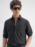 Highlander Men Black Solid Relaxed Fit Casual Shirt - Black - Image 1