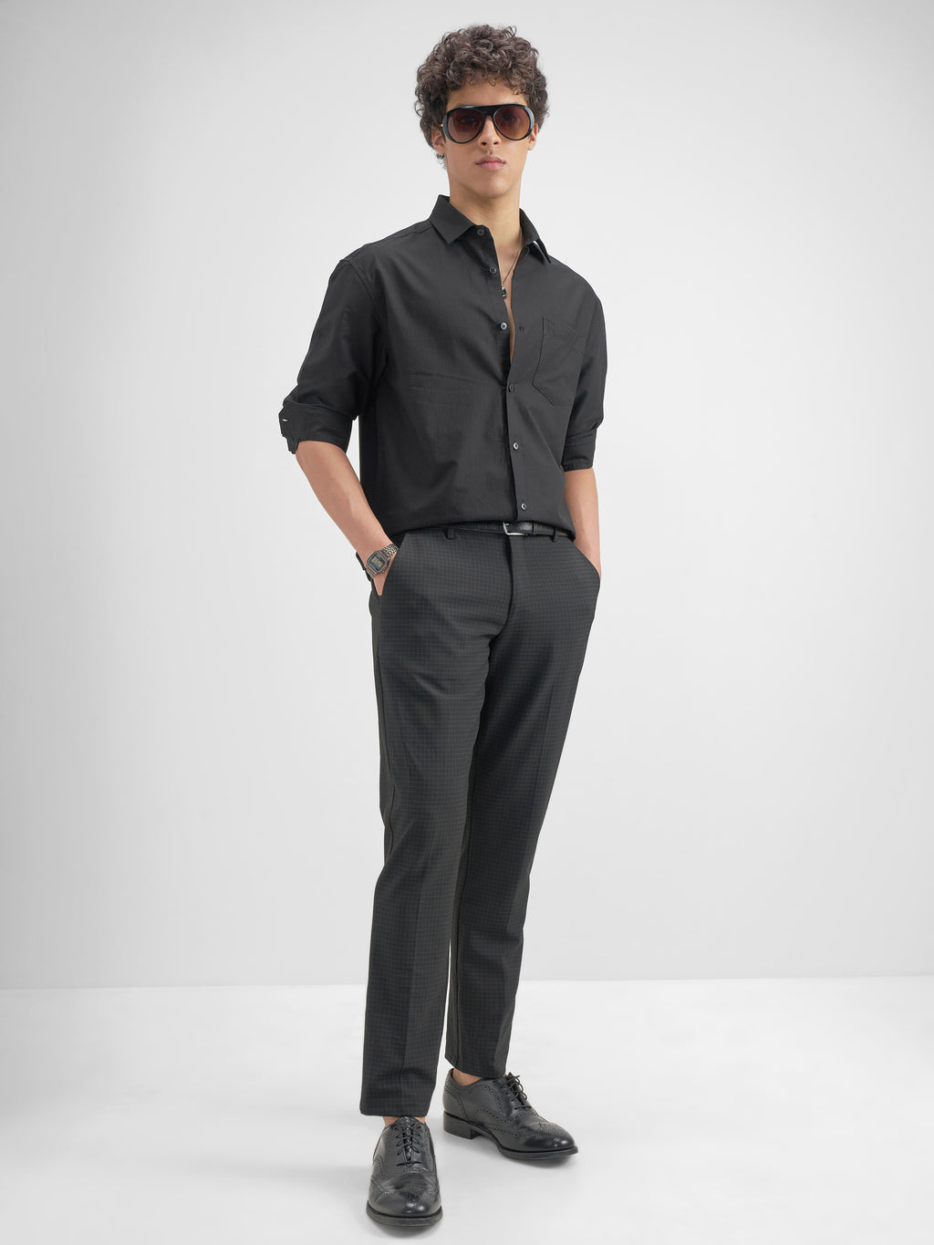 Highlander Men Black Solid Relaxed Fit Casual Shirt - Black - Image 2