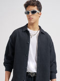 Highlander Men Black Self Design Boxy Fit Casual Shirt