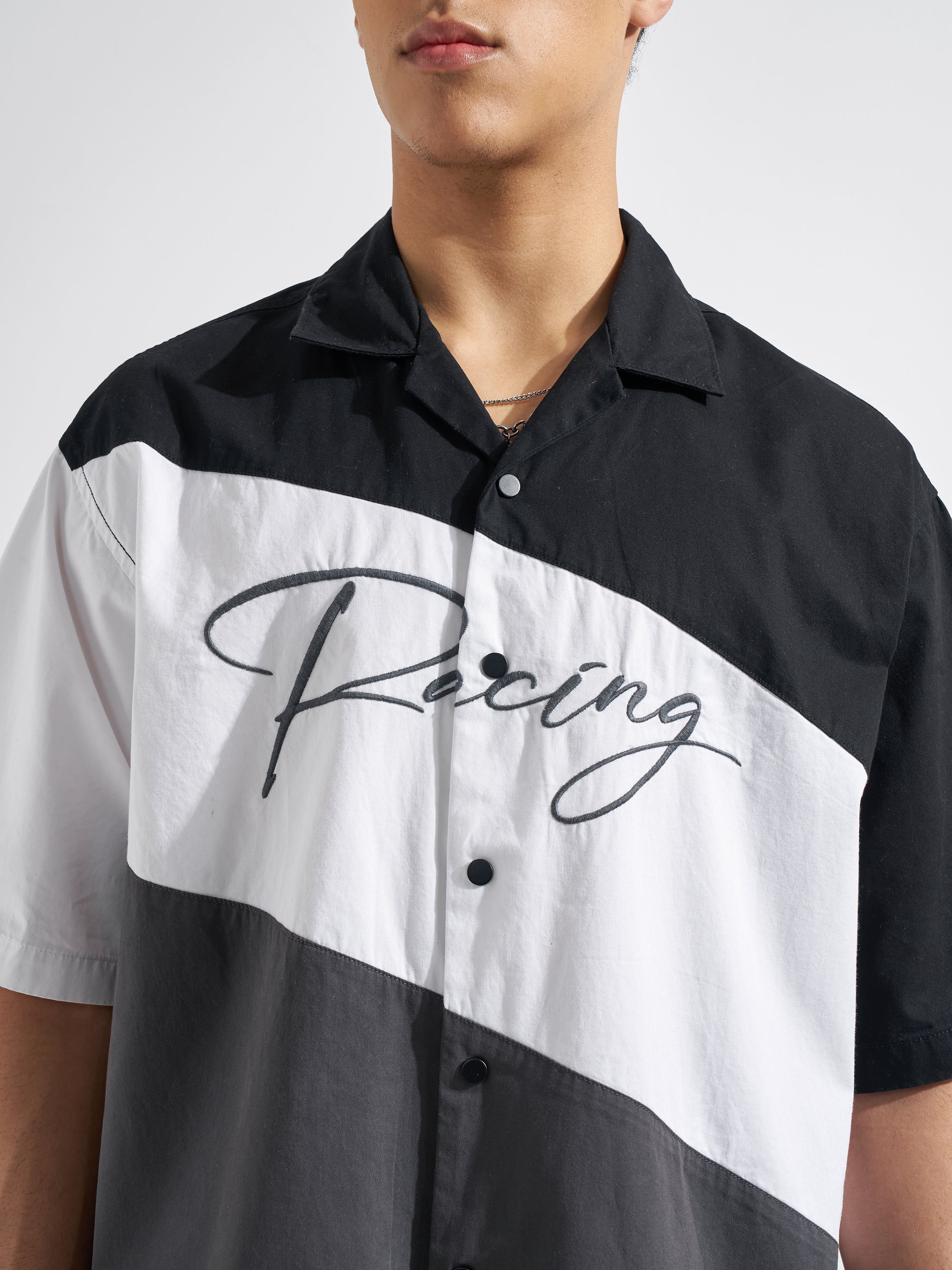 Highlander Men Black Colourblocked Boxy Fit Casual Shirt