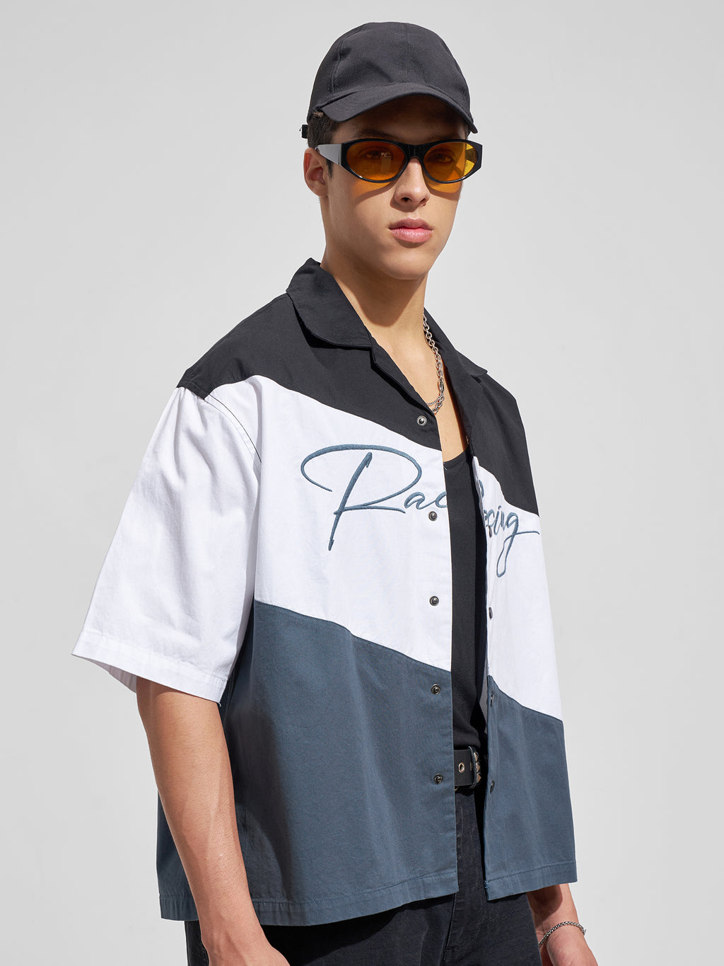 Highlander Men Black Colourblocked Boxy Fit Casual Shirt