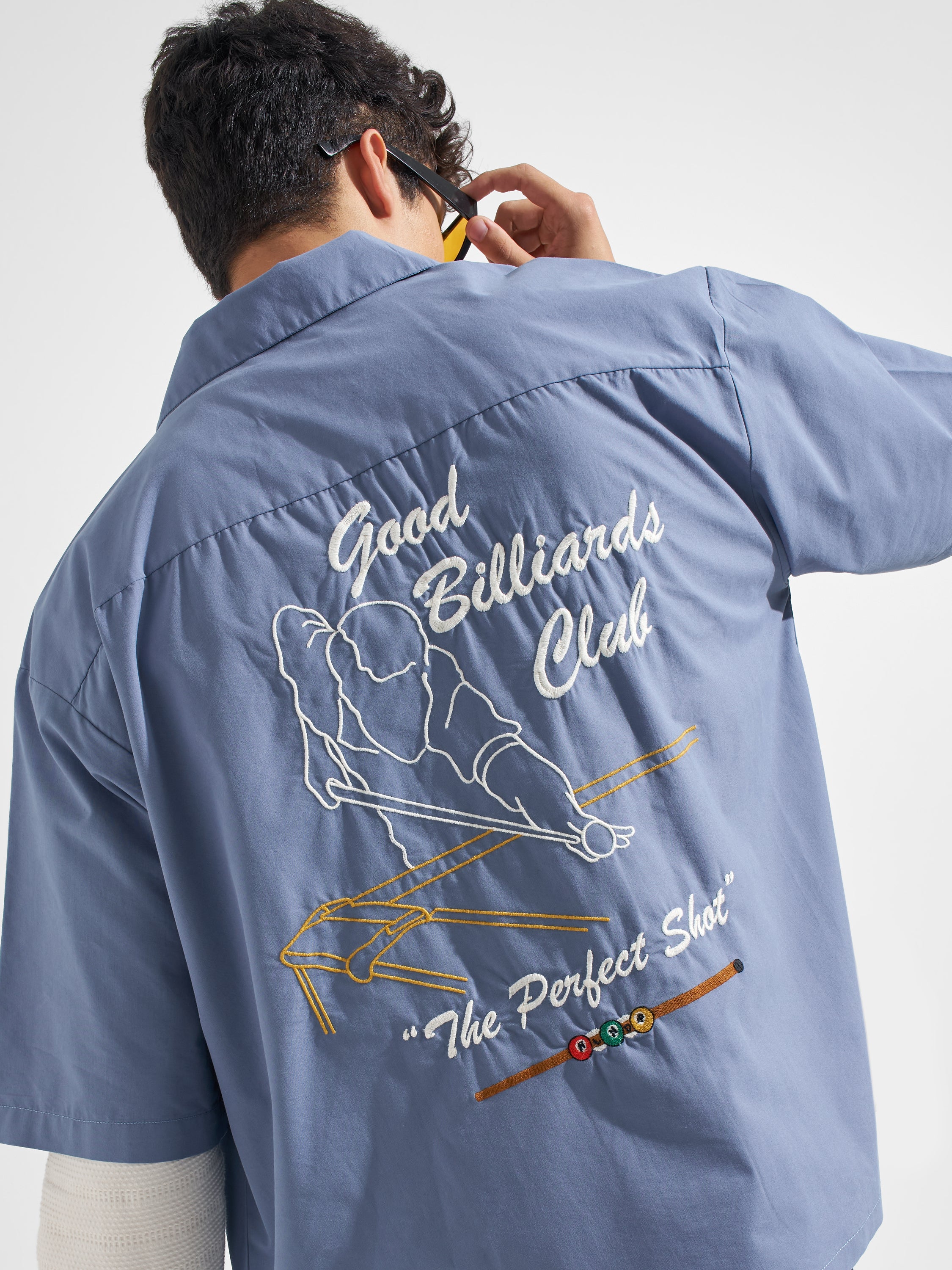Highlander Men Blue Embroidered Boxy Fit Casual Shirt