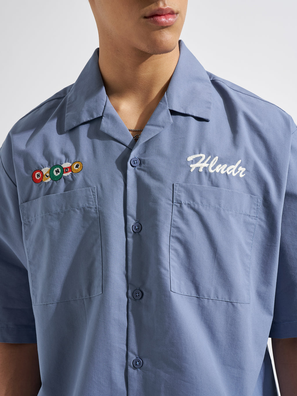 Highlander Men Blue Embroidered Boxy Fit Casual Shirt