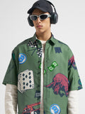 Highlander Men Green Printed Boxy Fit Casual Shirt