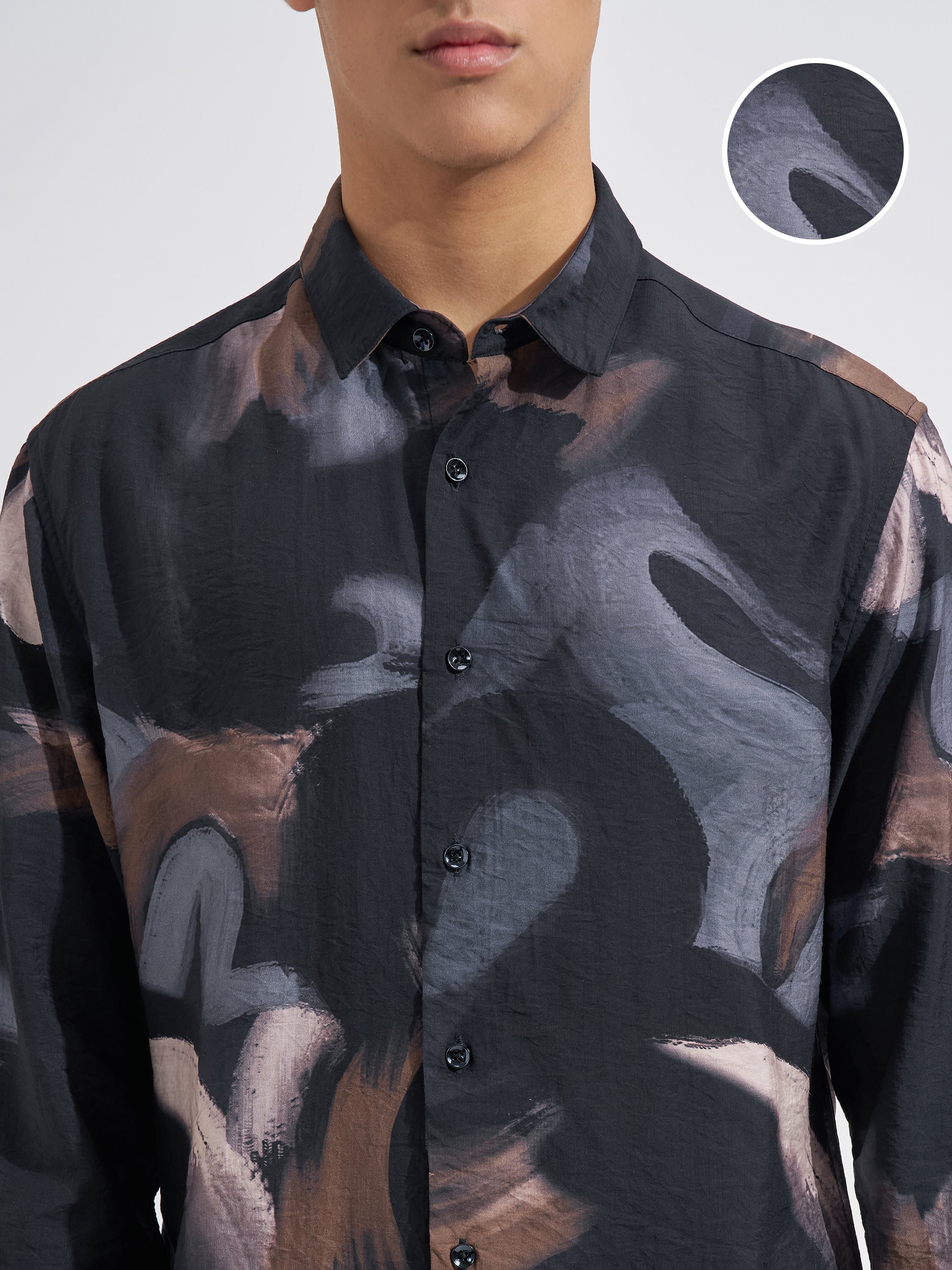 Highlander Men Rust Printed Regular Fit Casual Shirt