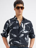 Highlander Men Navy Blue Printed Regular Fit Casual Shirt