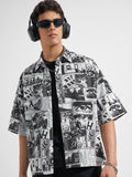Highlander Men Black Printed Boxy Fit Casual Shirt