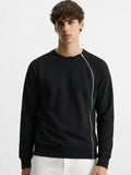 Highlander Men Black Round Neck Front-Open Sweatshirt - Black - Image 1