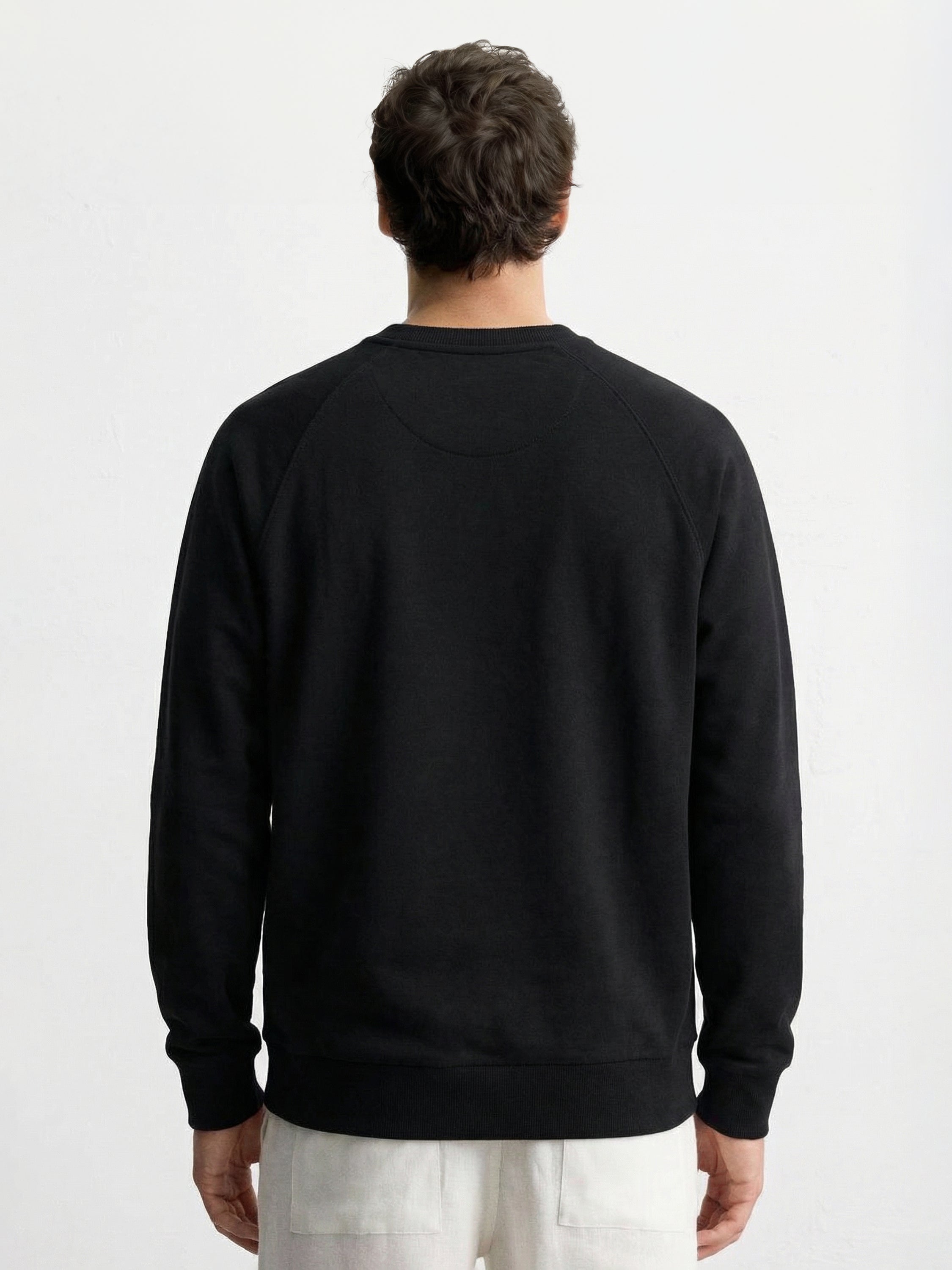 Highlander Men Black Round Neck Front-Open Sweatshirt - Black - Image 3