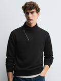 Highlander Men Black High Neck Pullover Sweatshirt - Black - Image 1