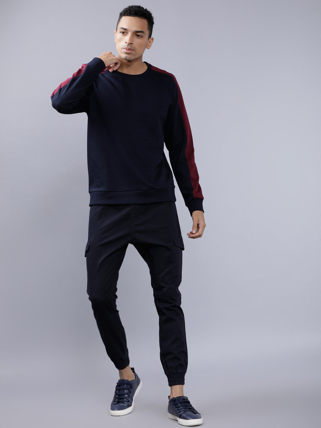 Highlander Men Navy Blue Round Neck Pullover Sweatshirt - Navy Blue - Image 5