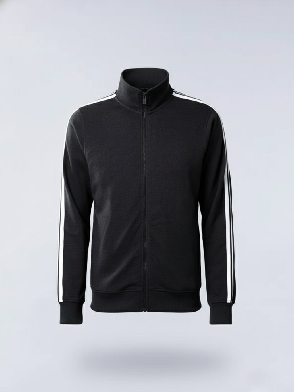 Highlander Men Black Mock Collar Front-Open Sweatshirt - Black - Image 4