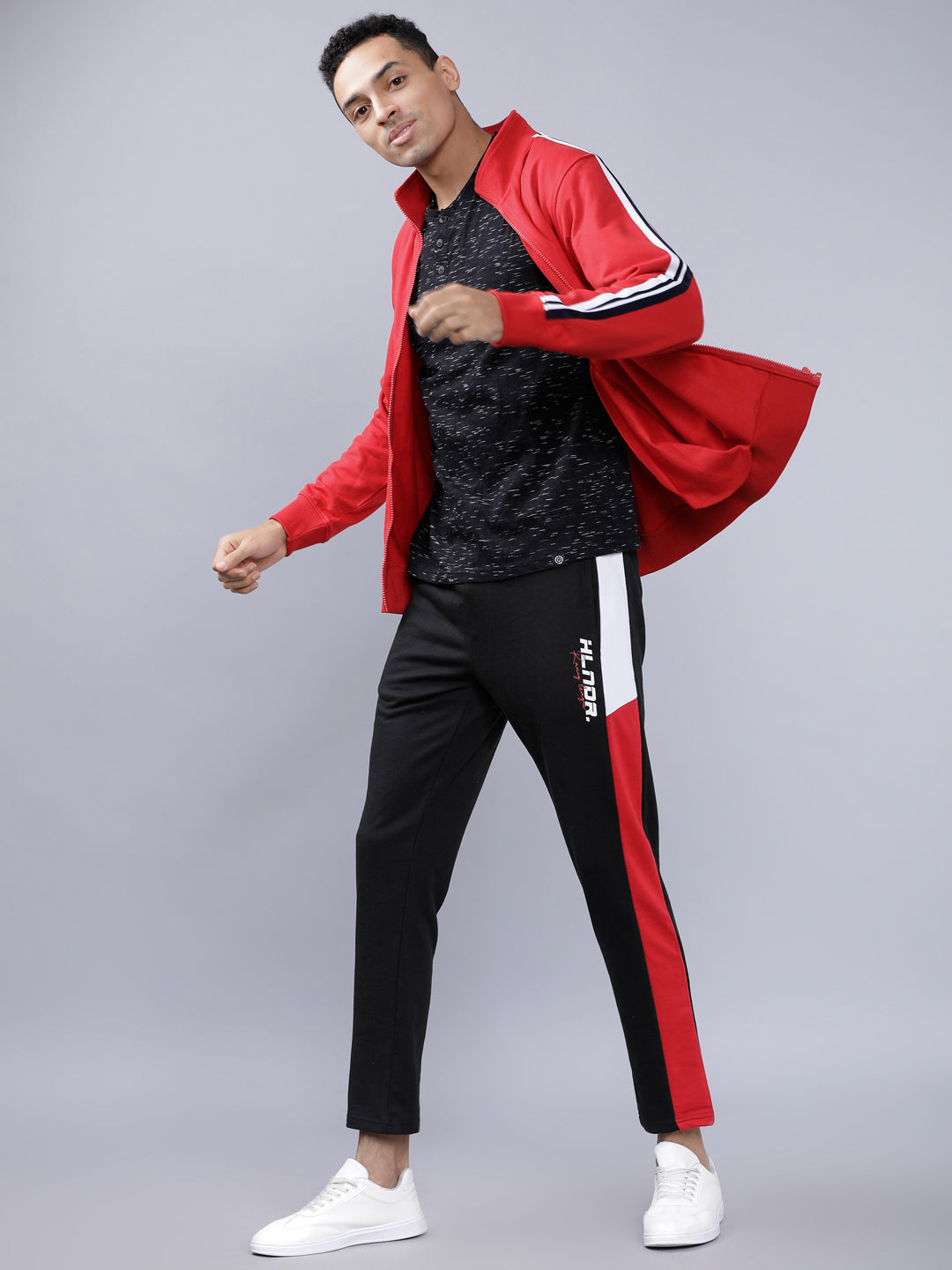 Highlander Men Red Mock Collar Front-Open Sweatshirt - Red - Image 5