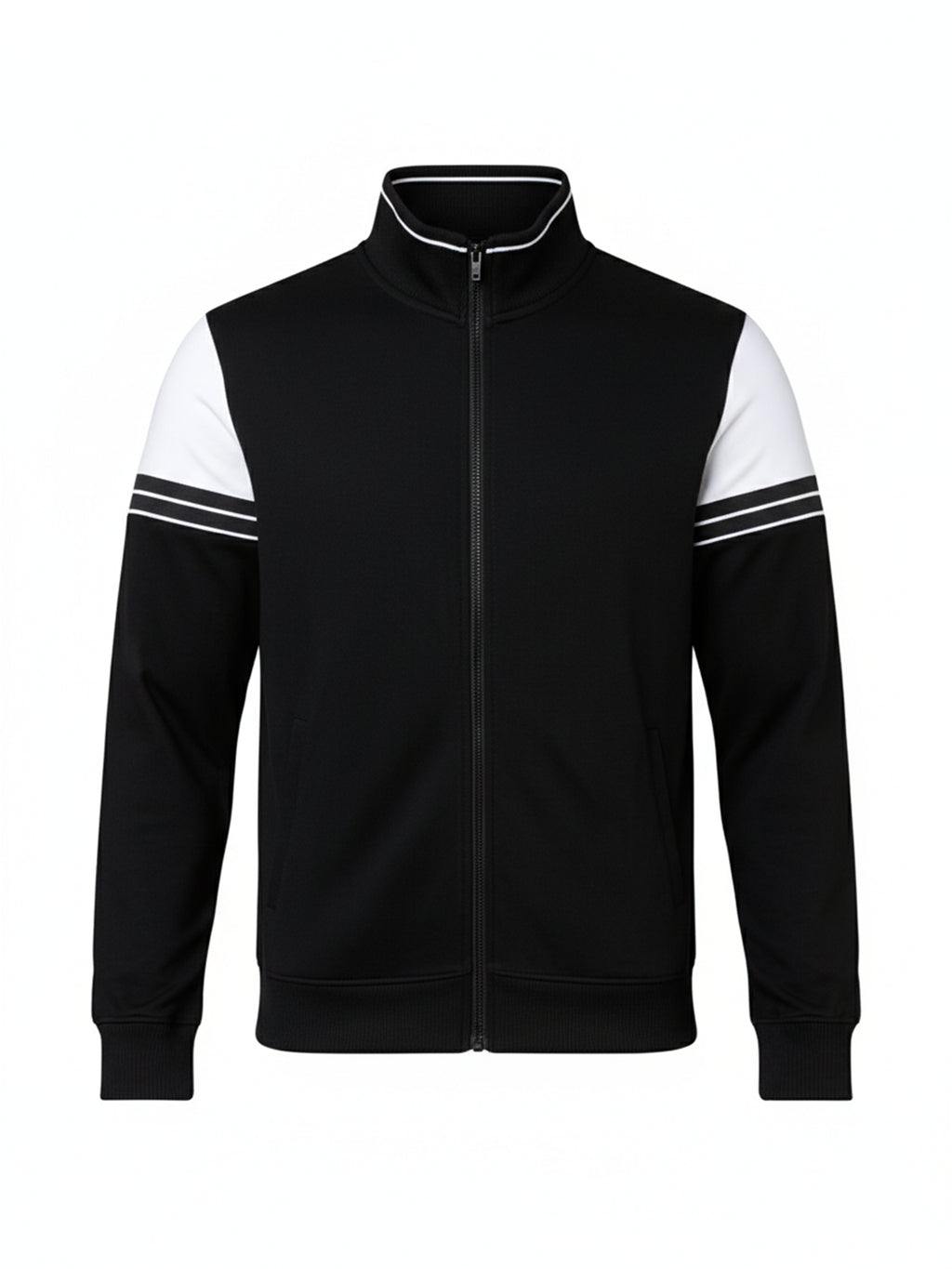 Highlander Men Black Mock Collar Front-Open Sweatshirt - Black - Image 4