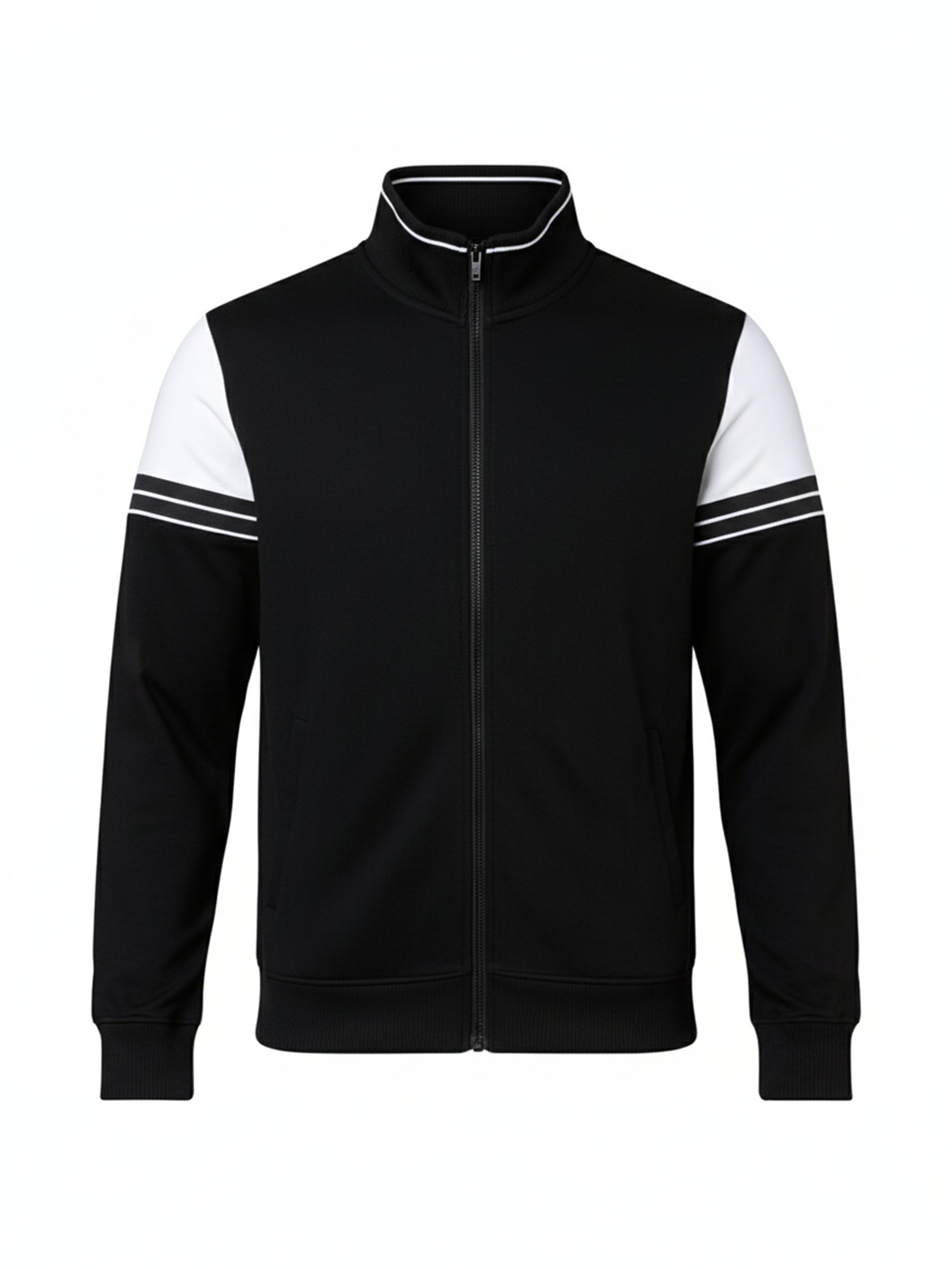 Highlander Men Black Mock Collar Front-Open Sweatshirt - Black - Image 4