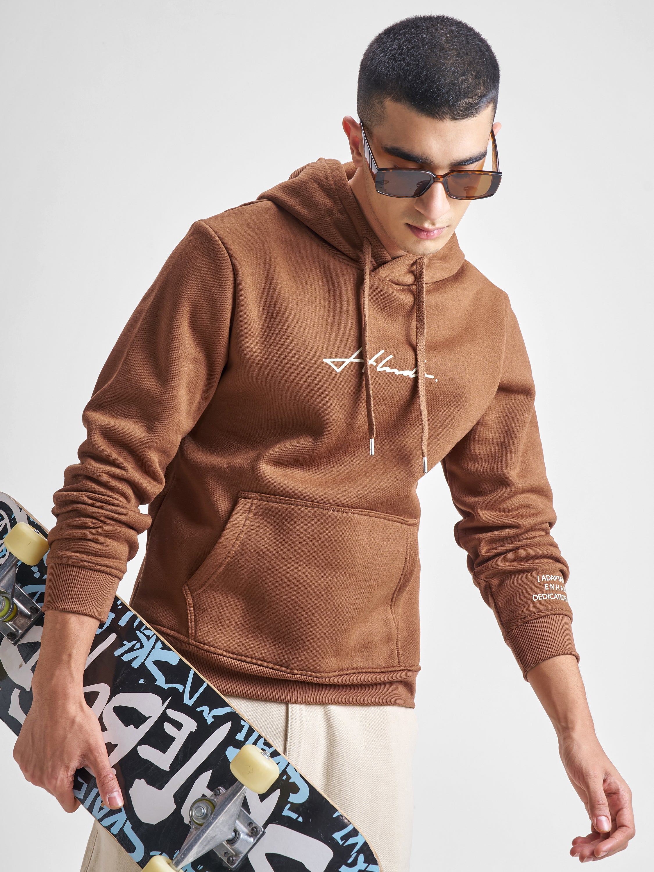 Highlander Men Brown Hooded Pullover Sweatshirt - Brown - Image 1