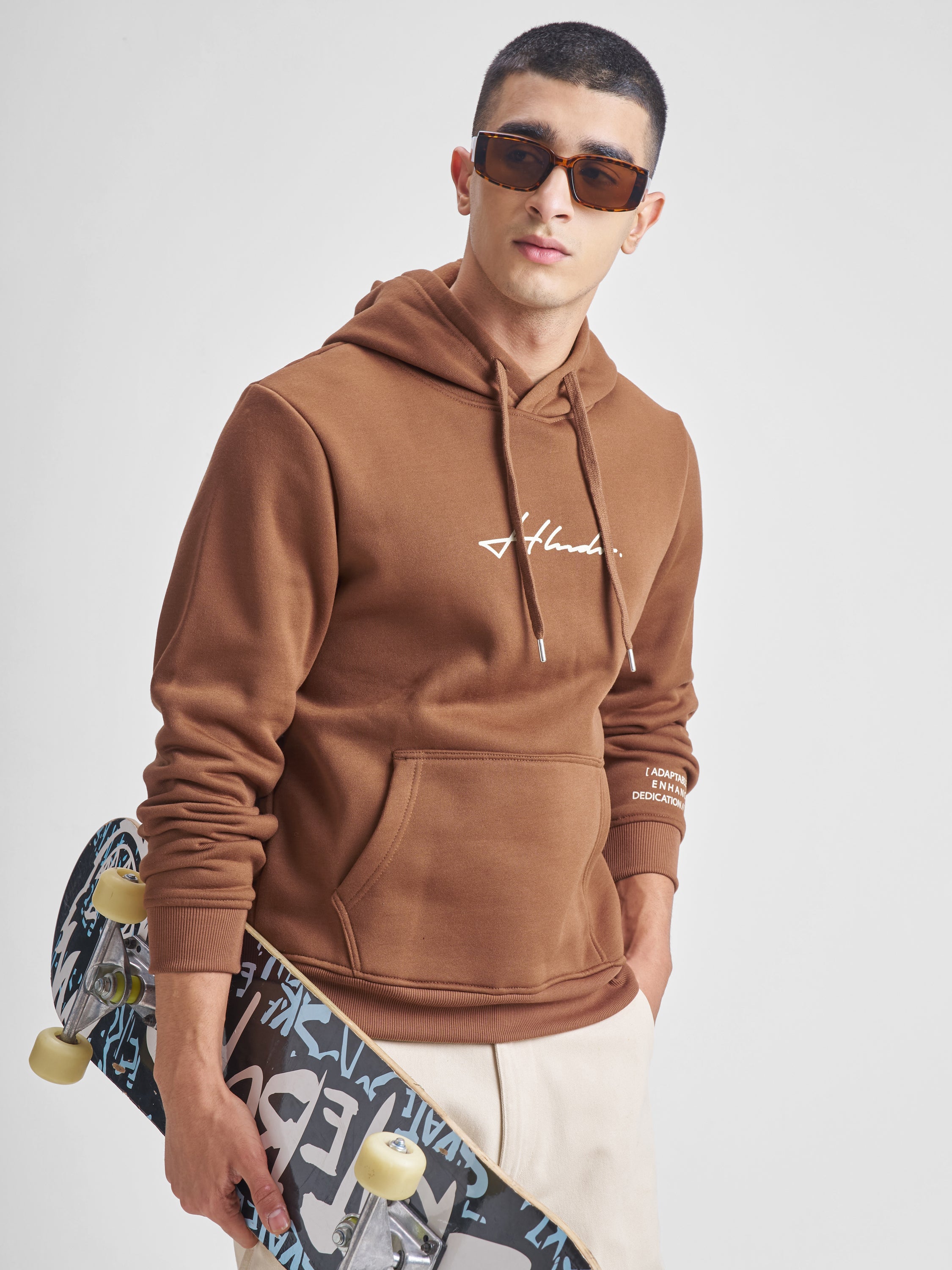 Highlander Men Brown Hooded Pullover Sweatshirt - Brown - Image 6