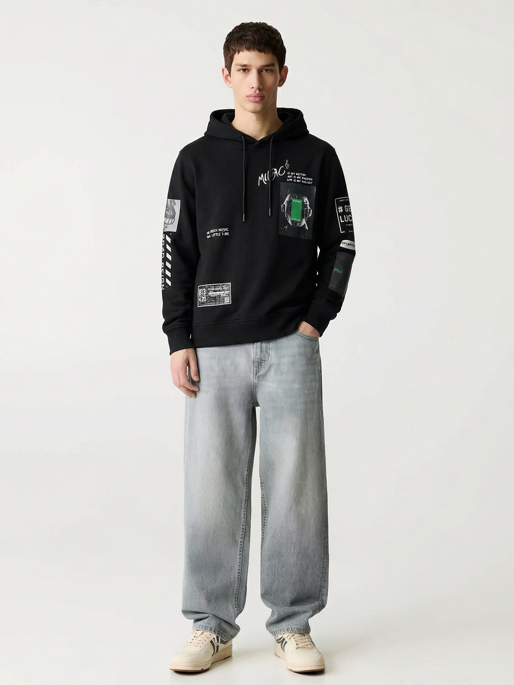 Highlander Men Black Hooded Pullover Sweatshirt - Black - Image 2