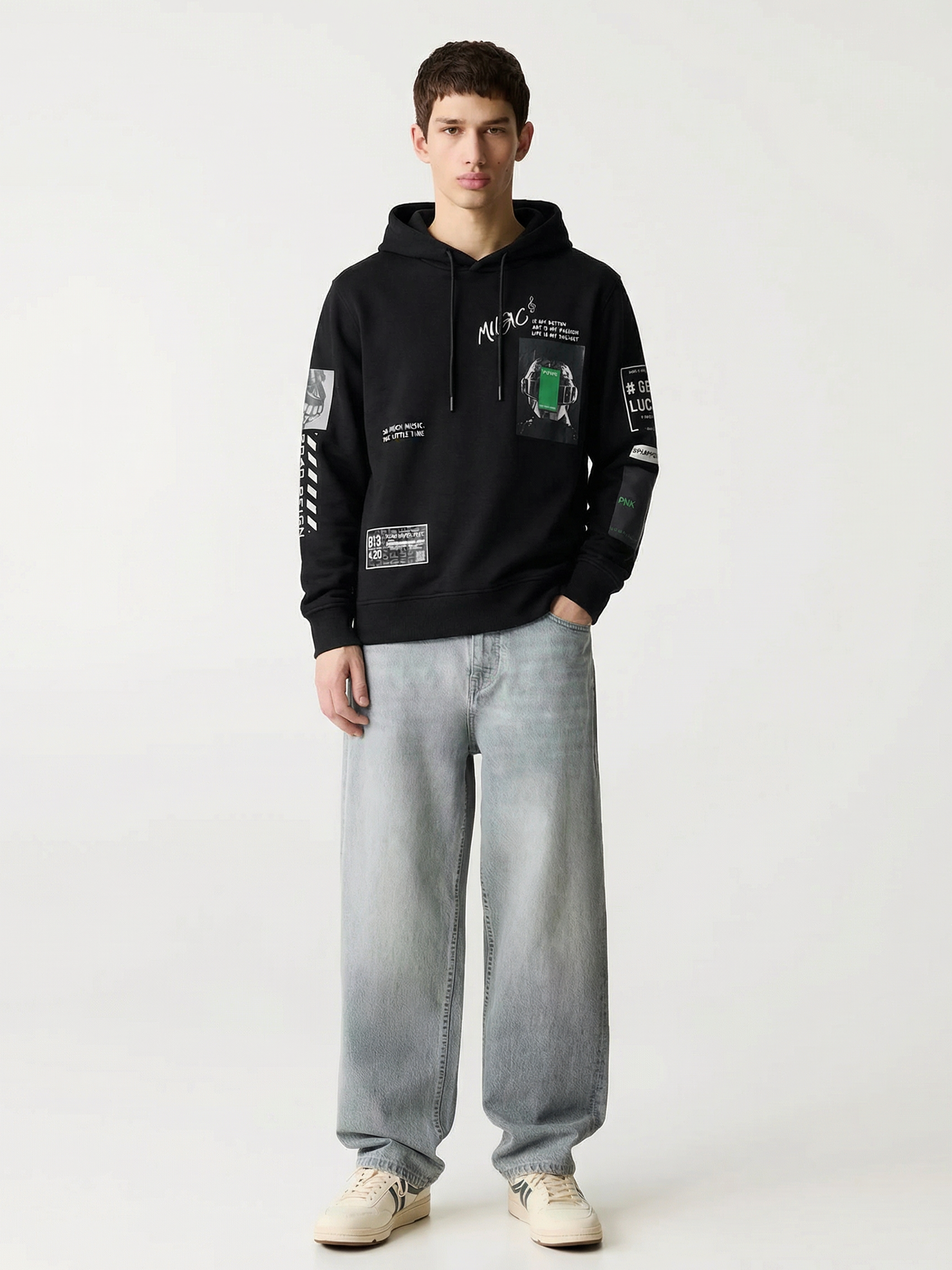 Highlander Men Black Hooded Pullover Sweatshirt - Black - Image 2