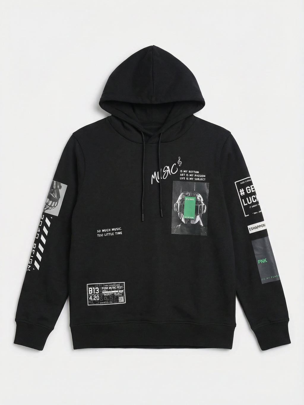 Highlander Men Black Hooded Pullover Sweatshirt - Black - Image 4