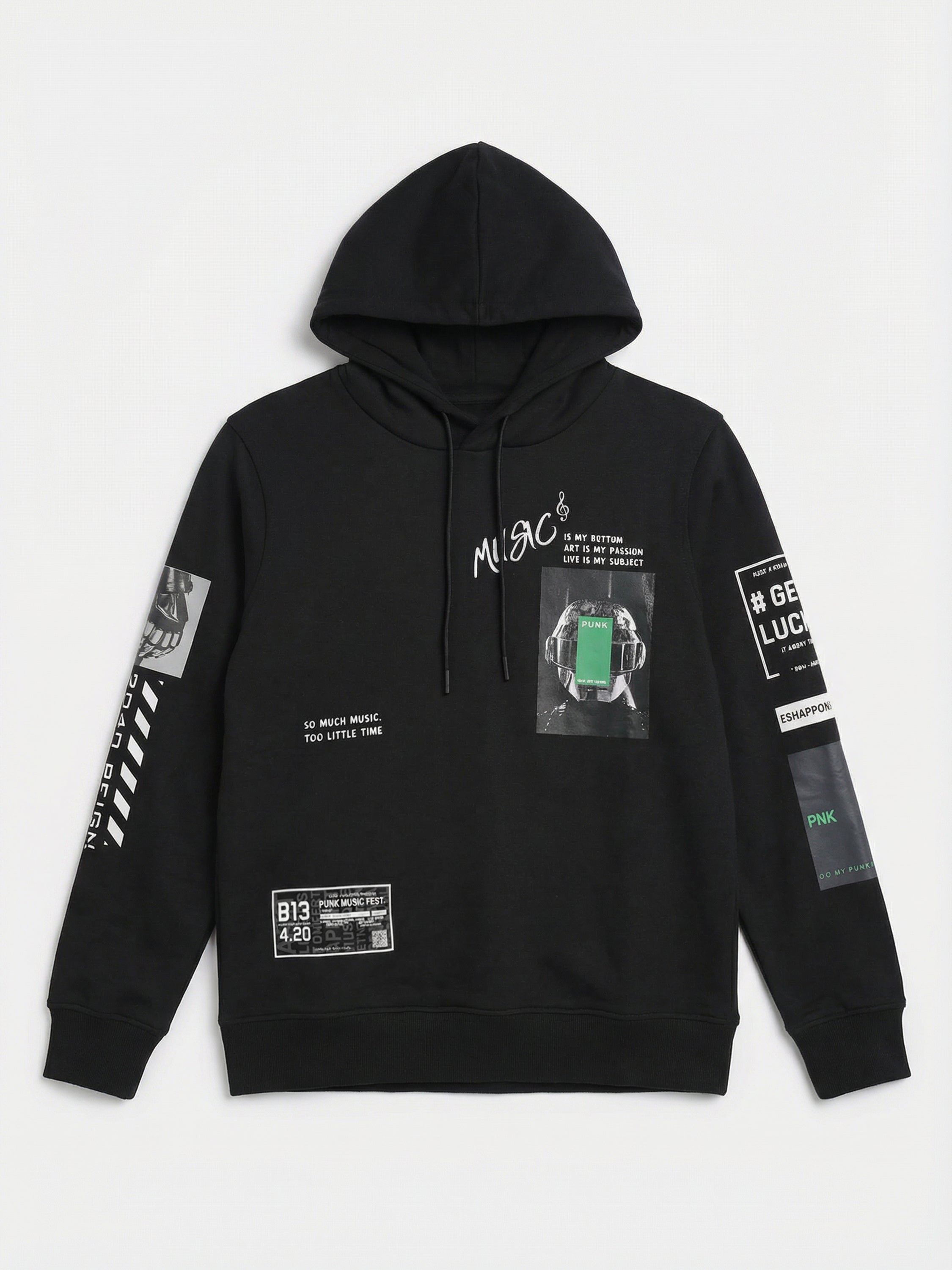 Highlander Men Black Hooded Pullover Sweatshirt - Black - Image 4