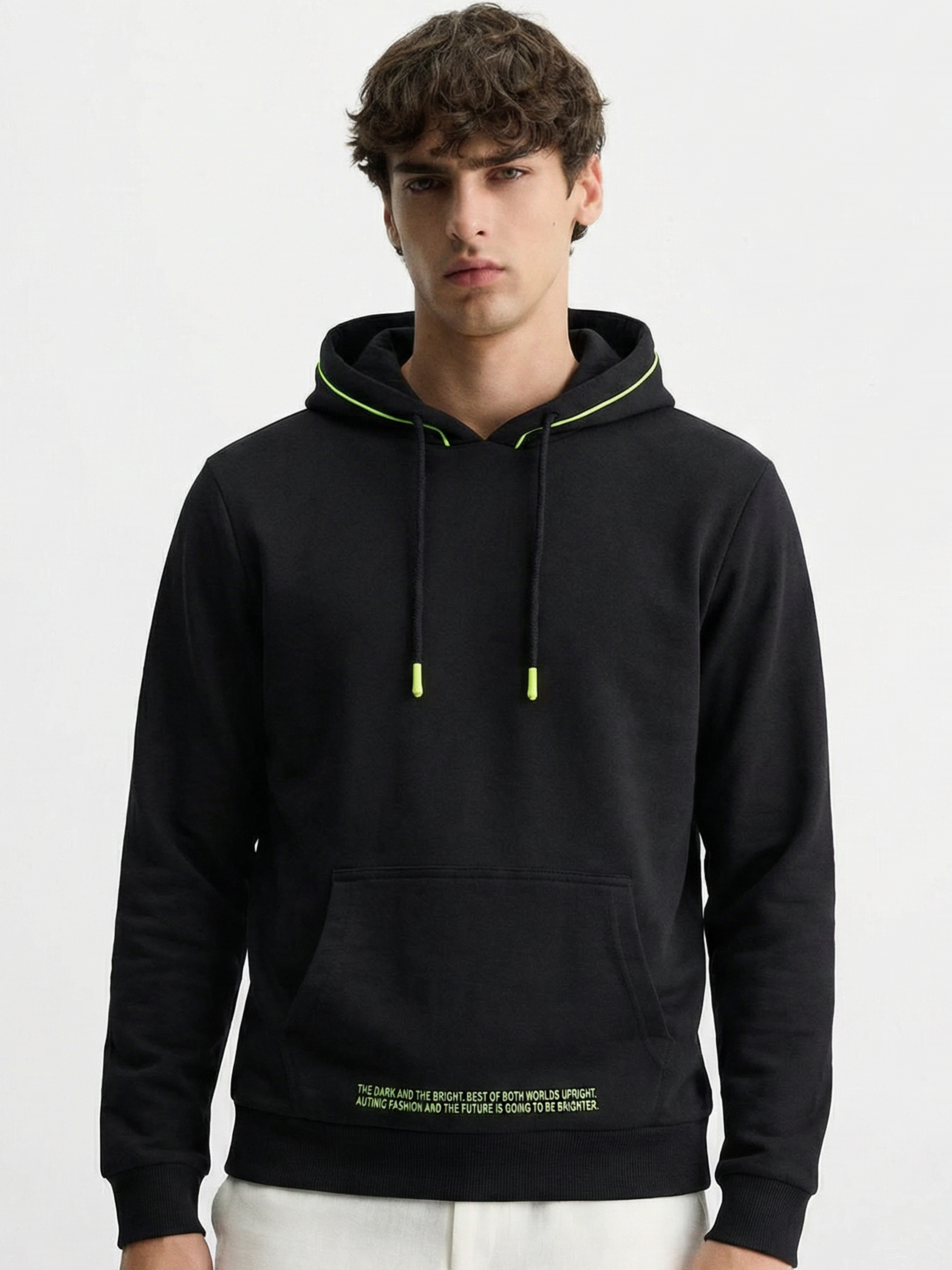 Highlander Men Black Hooded Pullover Sweatshirt - Black - Image 1
