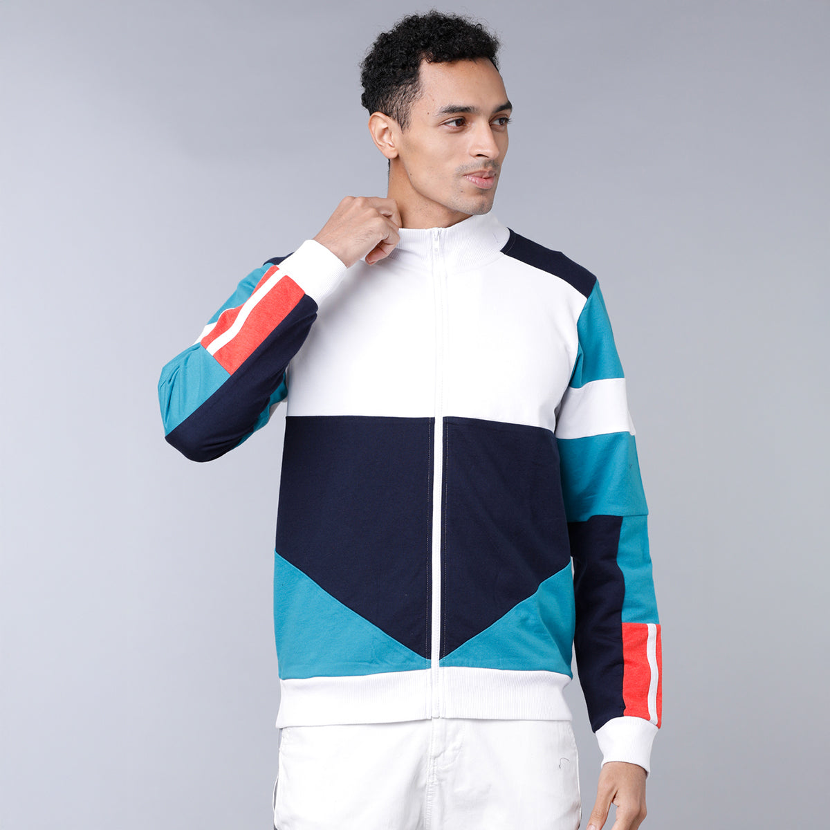 Highlander Men Multi Mock Collar Front-Open Sweatshirt - Multi - Image 1