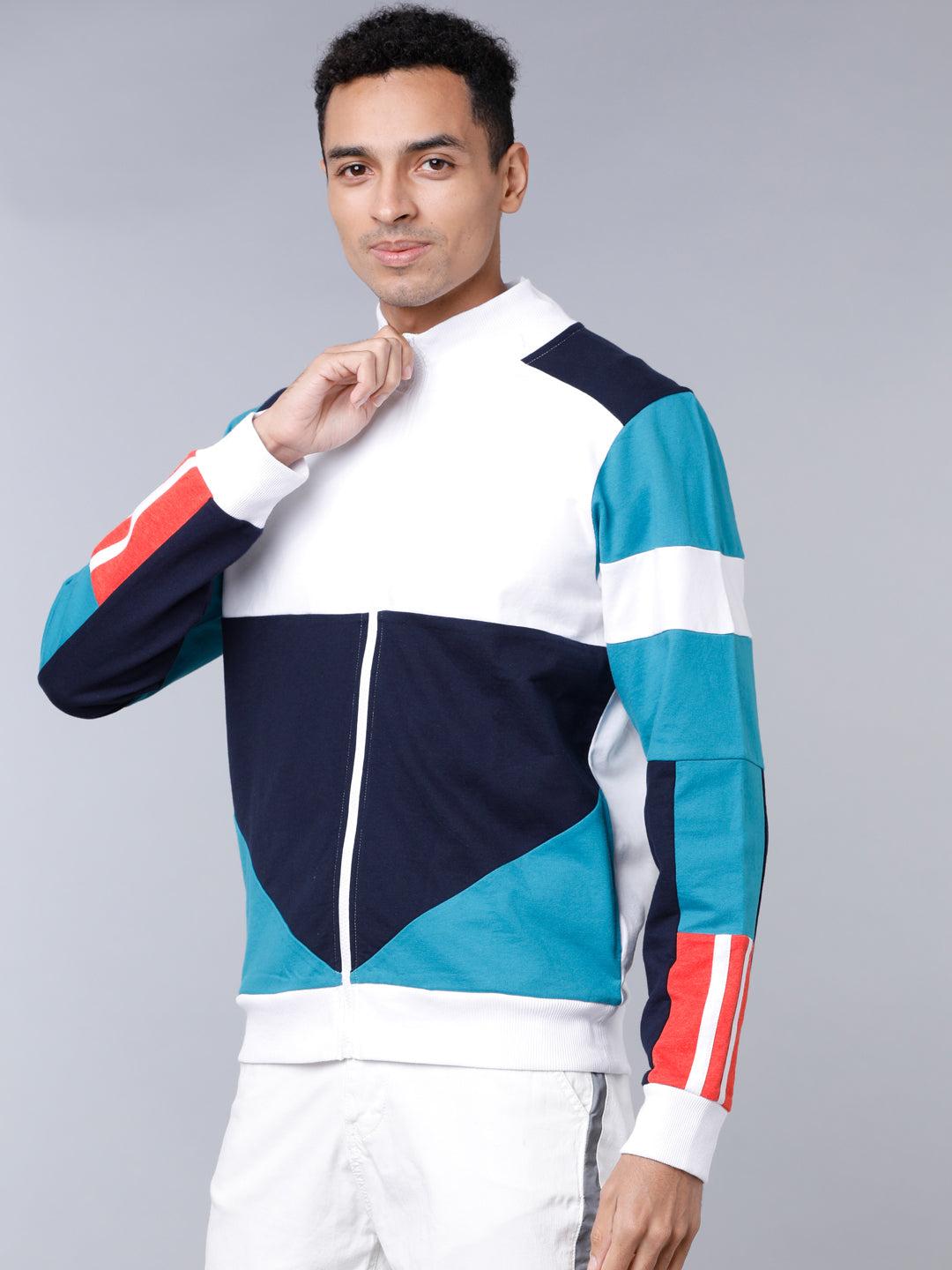 Highlander Men Multi Mock Collar Front-Open Sweatshirt - Multi - Image 2