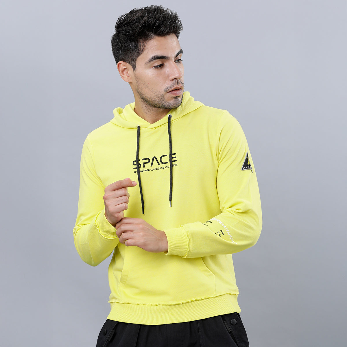 Highlander Men Yellow Hooded Pullover Sweatshirt - Yellow - Image 1