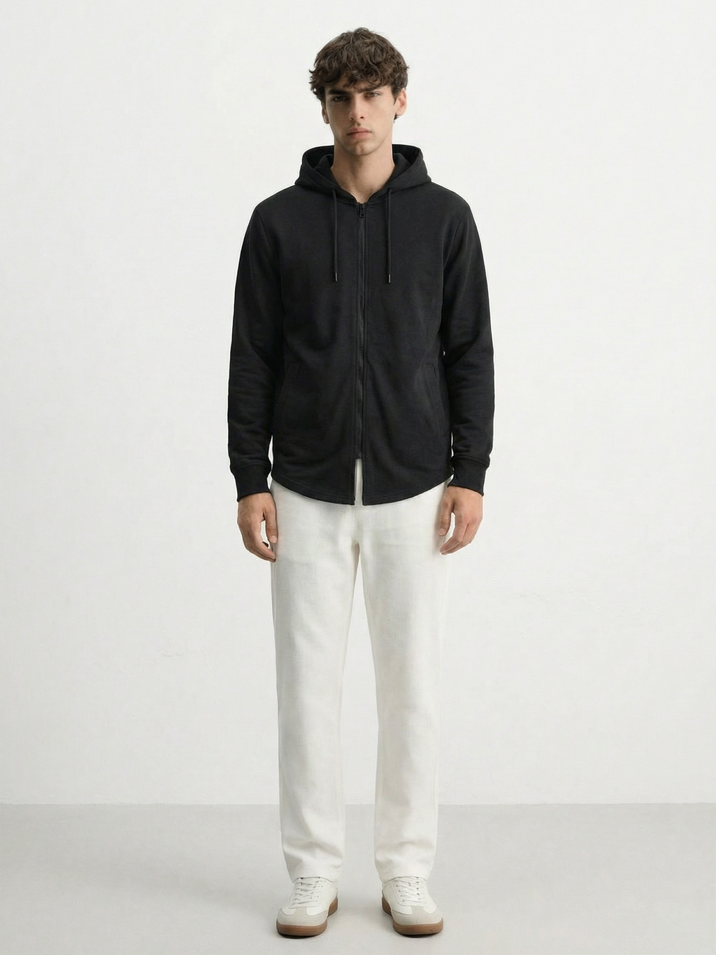 Highlander Men Black Hooded Front-Open Sweatshirt - Black - Image 2