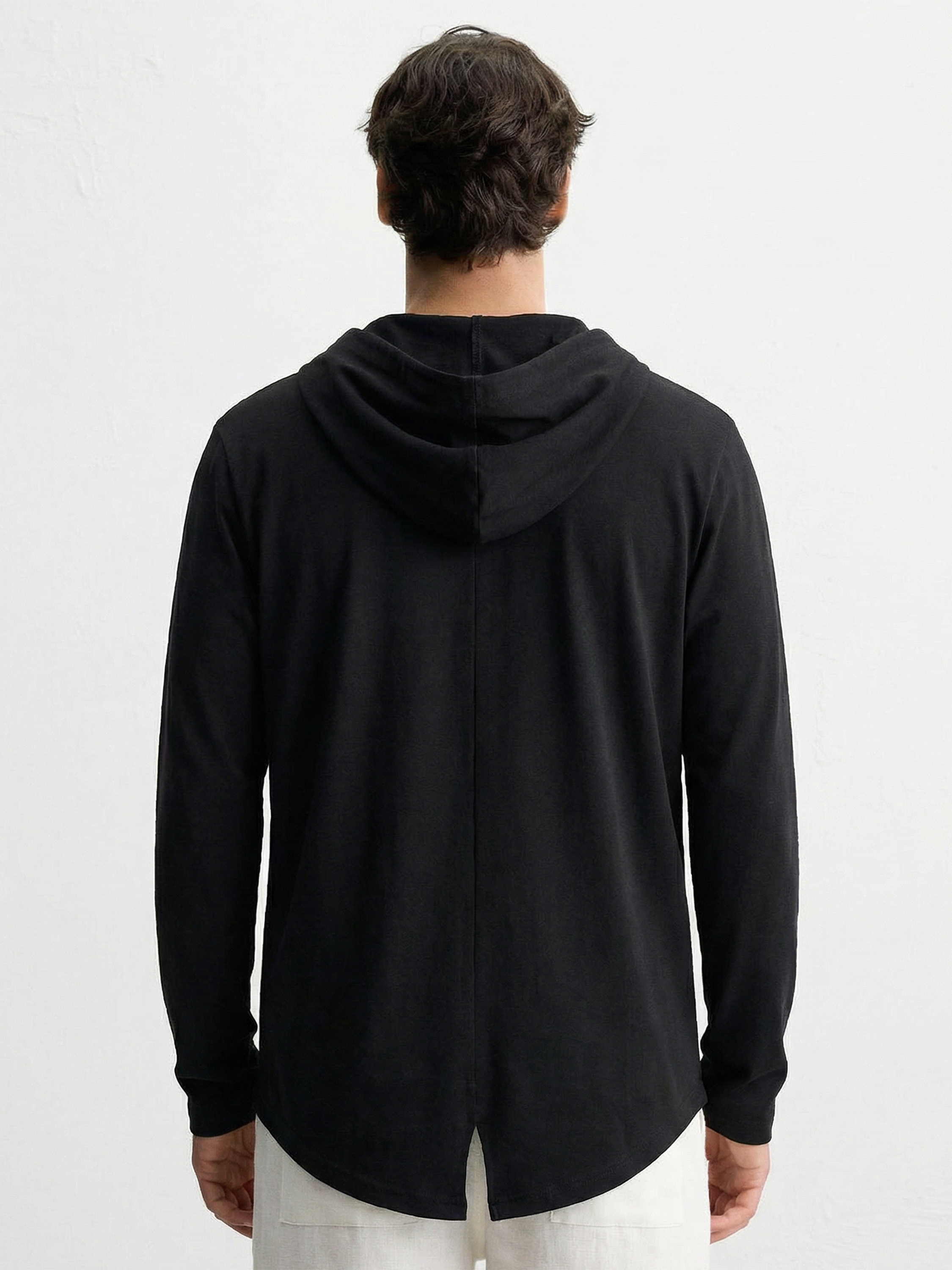 Highlander Men Black Hooded Front-Open Sweatshirt - Black - Image 3
