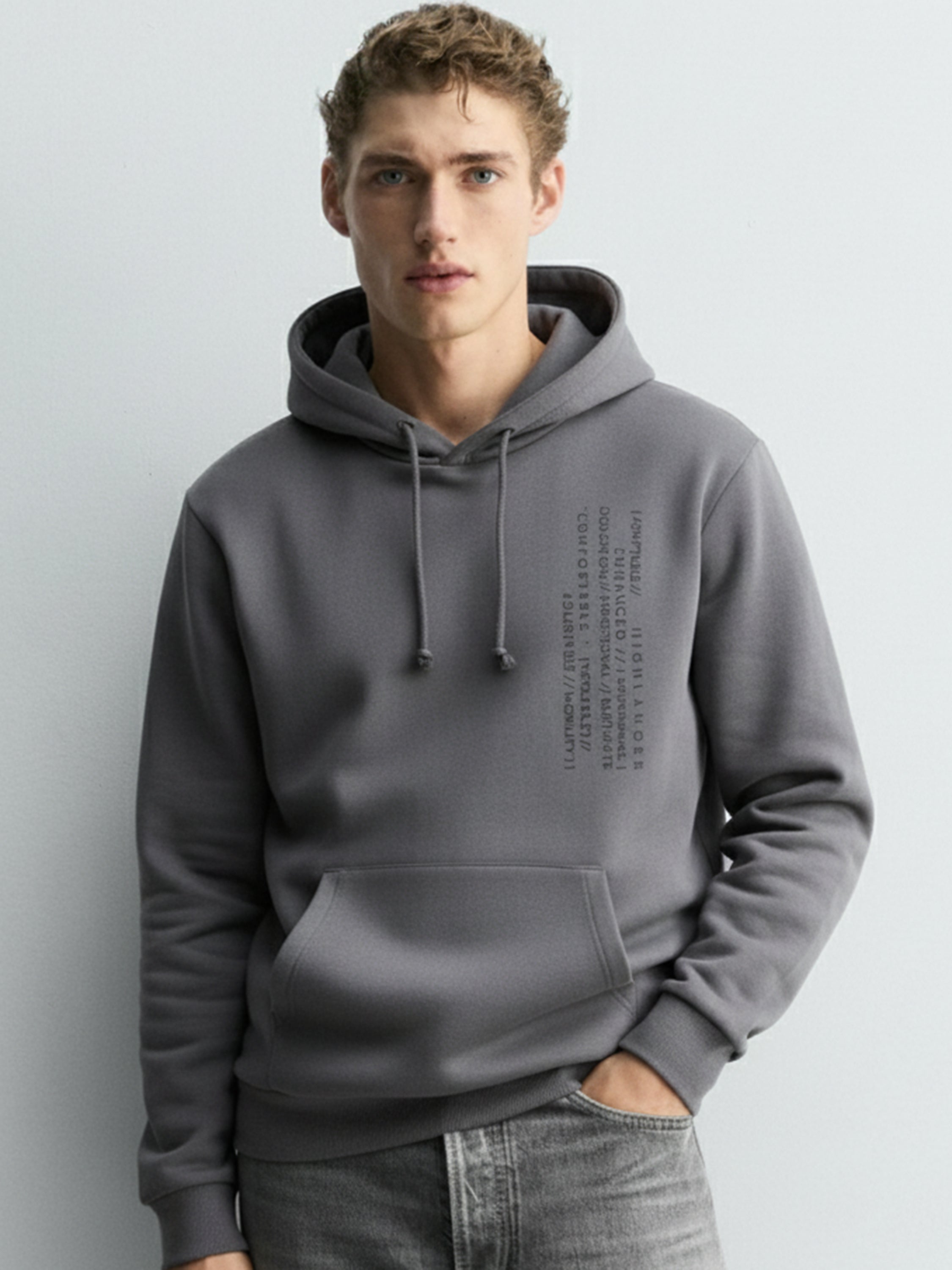 Highlander Men Grey Hooded Pullover Sweatshirt - Grey - Image 1