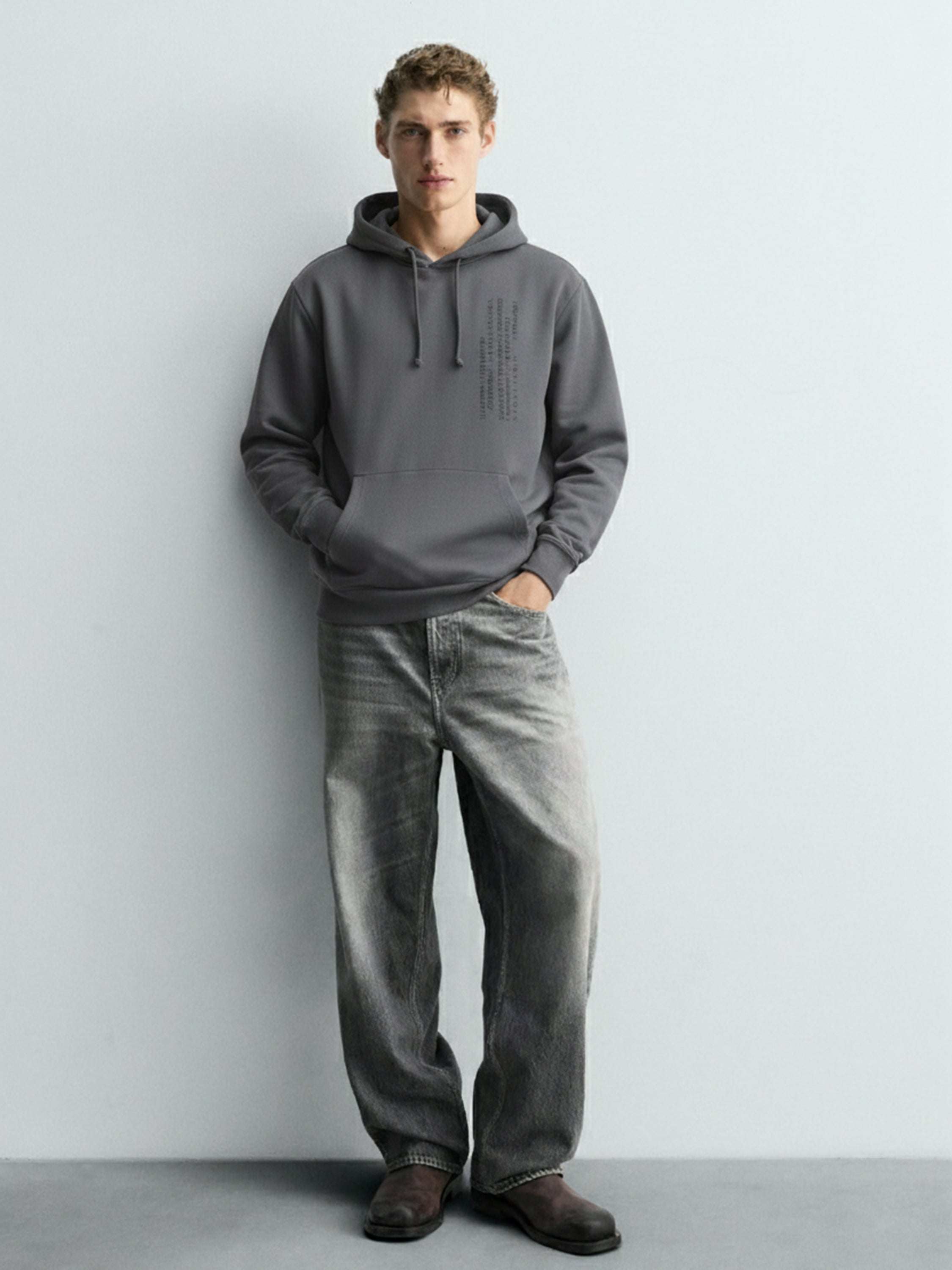 Highlander Men Grey Hooded Pullover Sweatshirt - Grey - Image 2