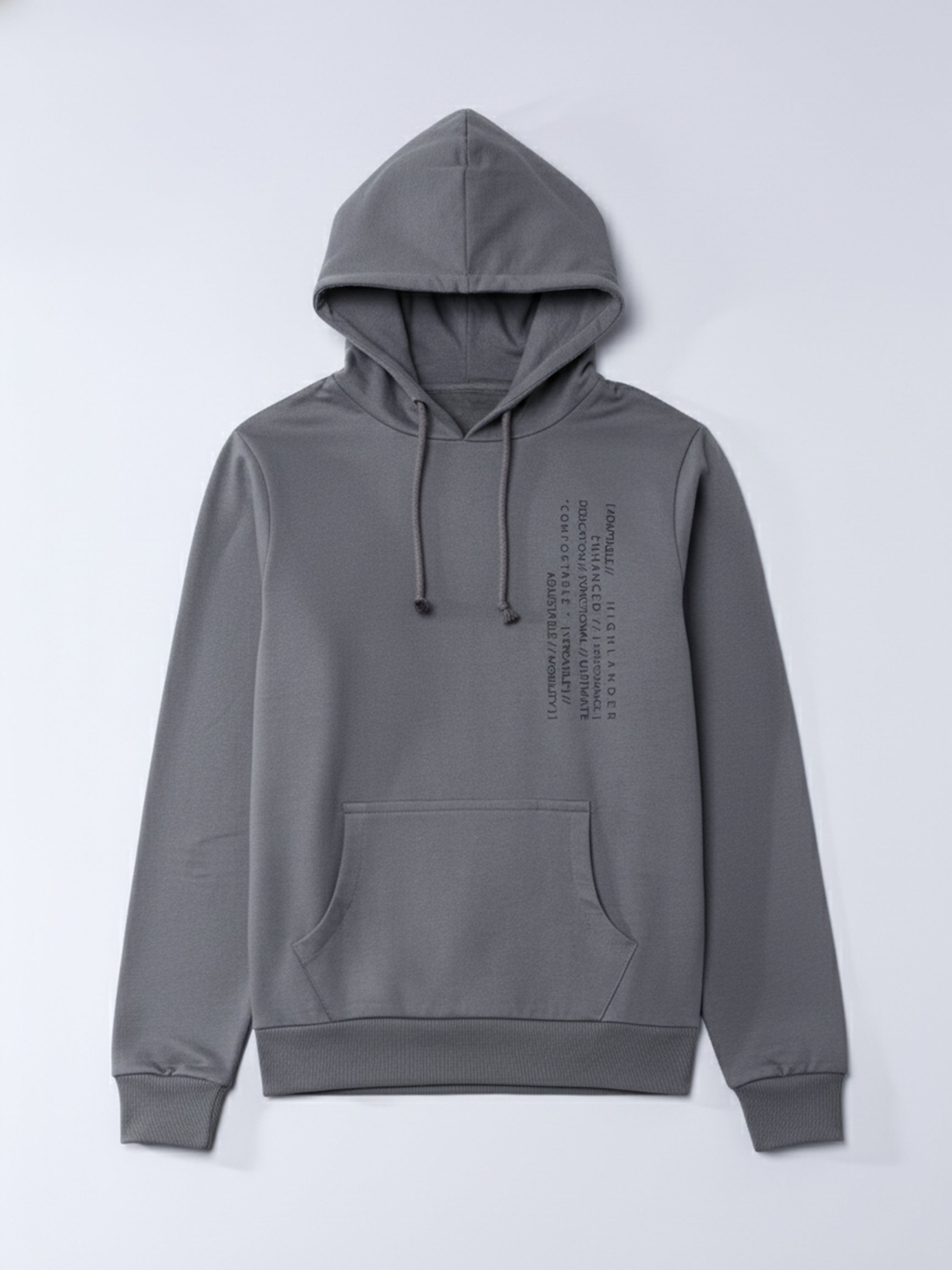 Highlander Men Grey Hooded Pullover Sweatshirt - Grey - Image 4
