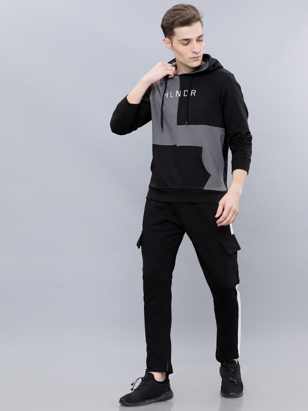 Highlander Men Black Hooded Pullover Sweatshirt - Black - Image 5