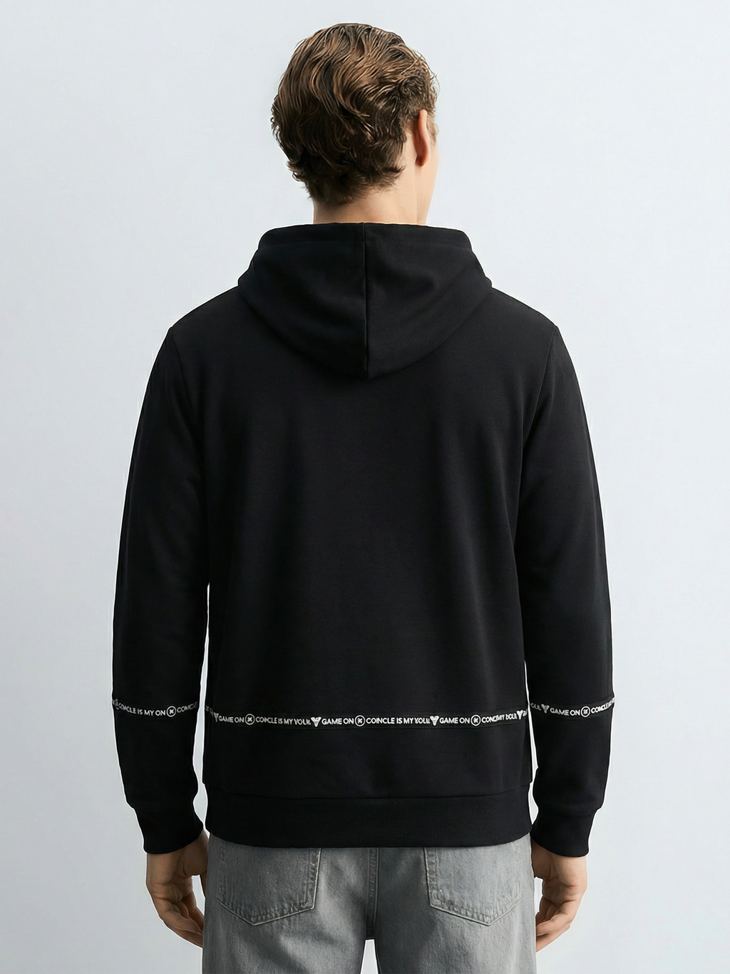 Highlander Men Black Hooded Pullover Sweatshirt - Black - Image 3