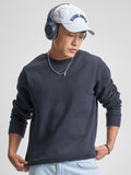 Highlander Men Navy Blue Round Neck Pullover Sweatshirt - Navy Blue - Image 1